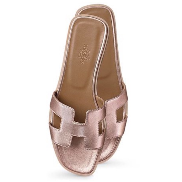 COPY - Hermes Metallic Napa Oasis Sandals Rose Dore - Picture 9 of 16